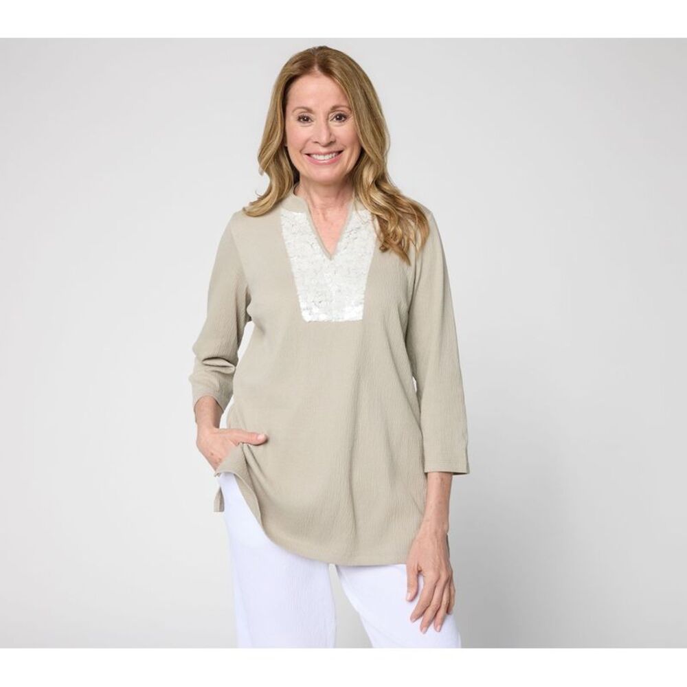 Belle by Kim Gravel Women's Top Sz M Packabelle Slay the Vacay Green